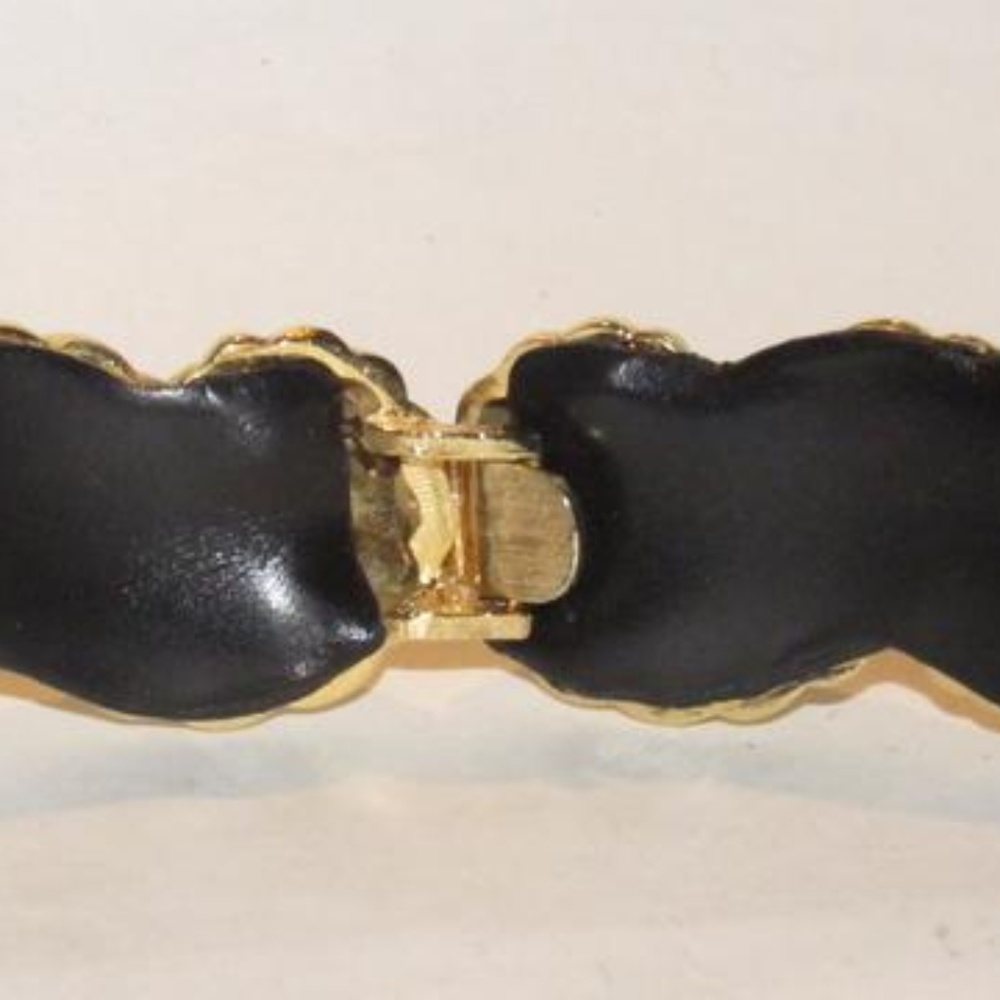 Judith Leiber Black Snakeskin Leather Belt - Picture 3 of 5
